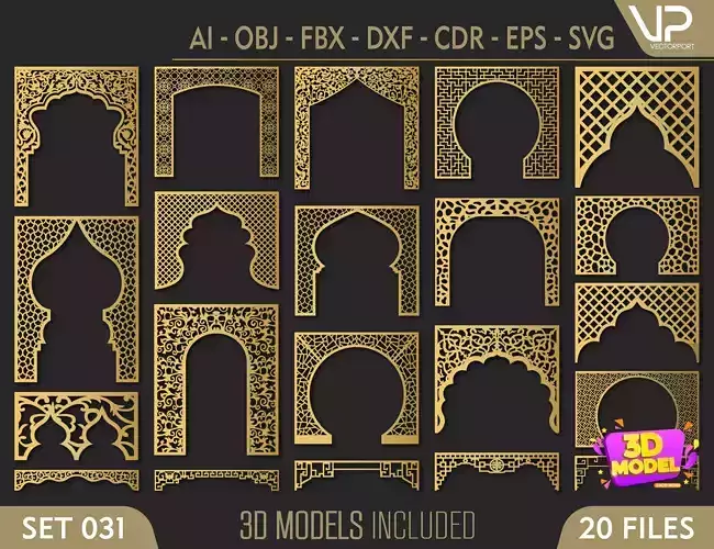 24 3D Decorative wall panels - screen SET 031 3D model