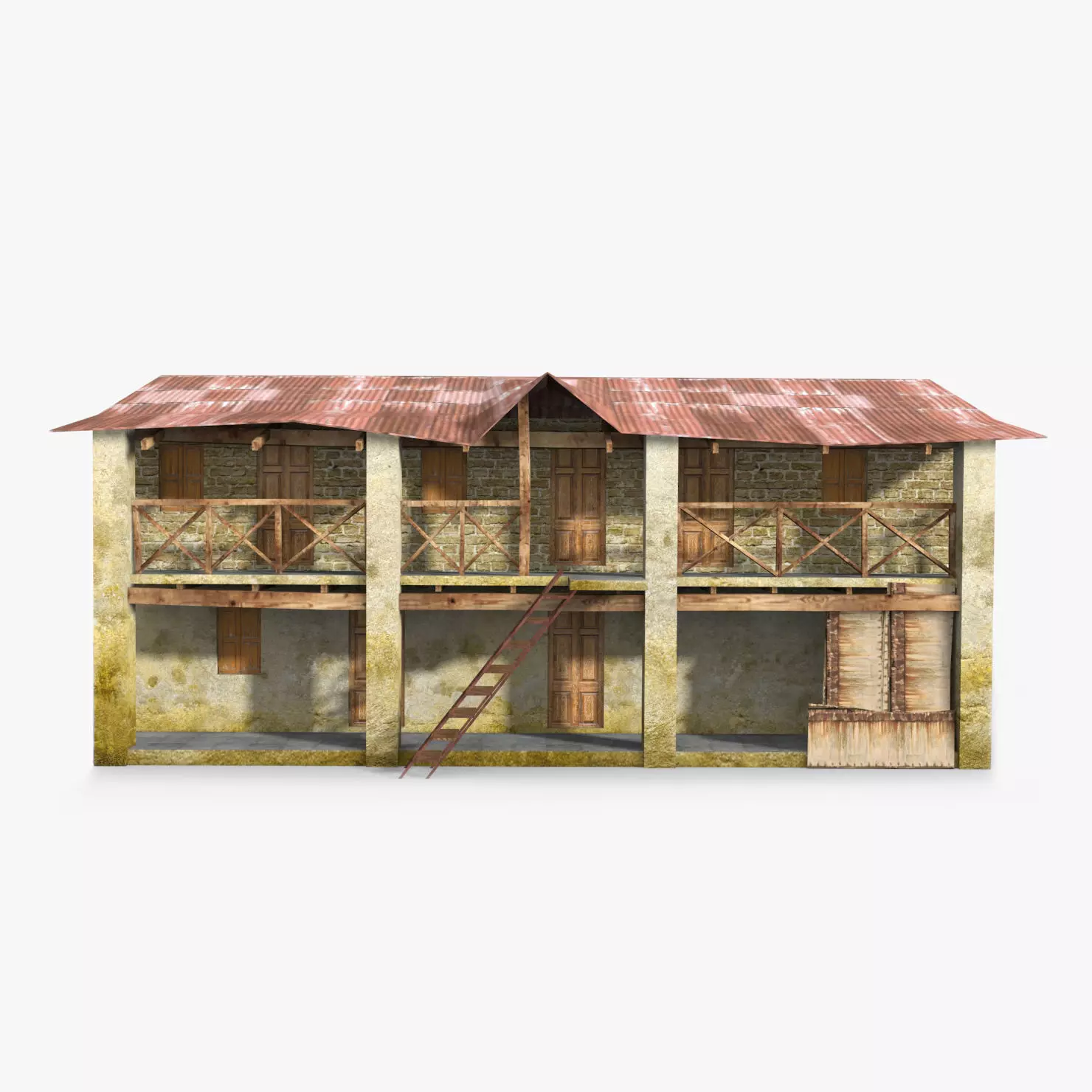 Slum a old building with roof Low-poly 3D model