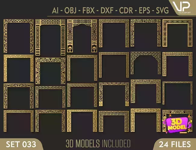 24 3D Decorative wall panels - screen SET 033