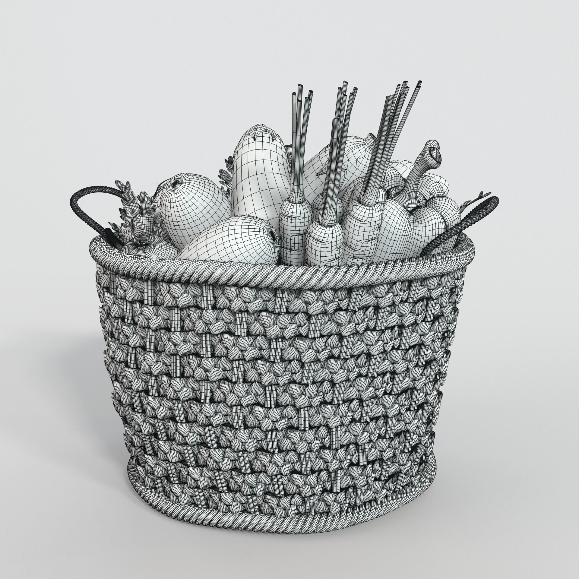 Vegetable vegetables in basket 3D model_5