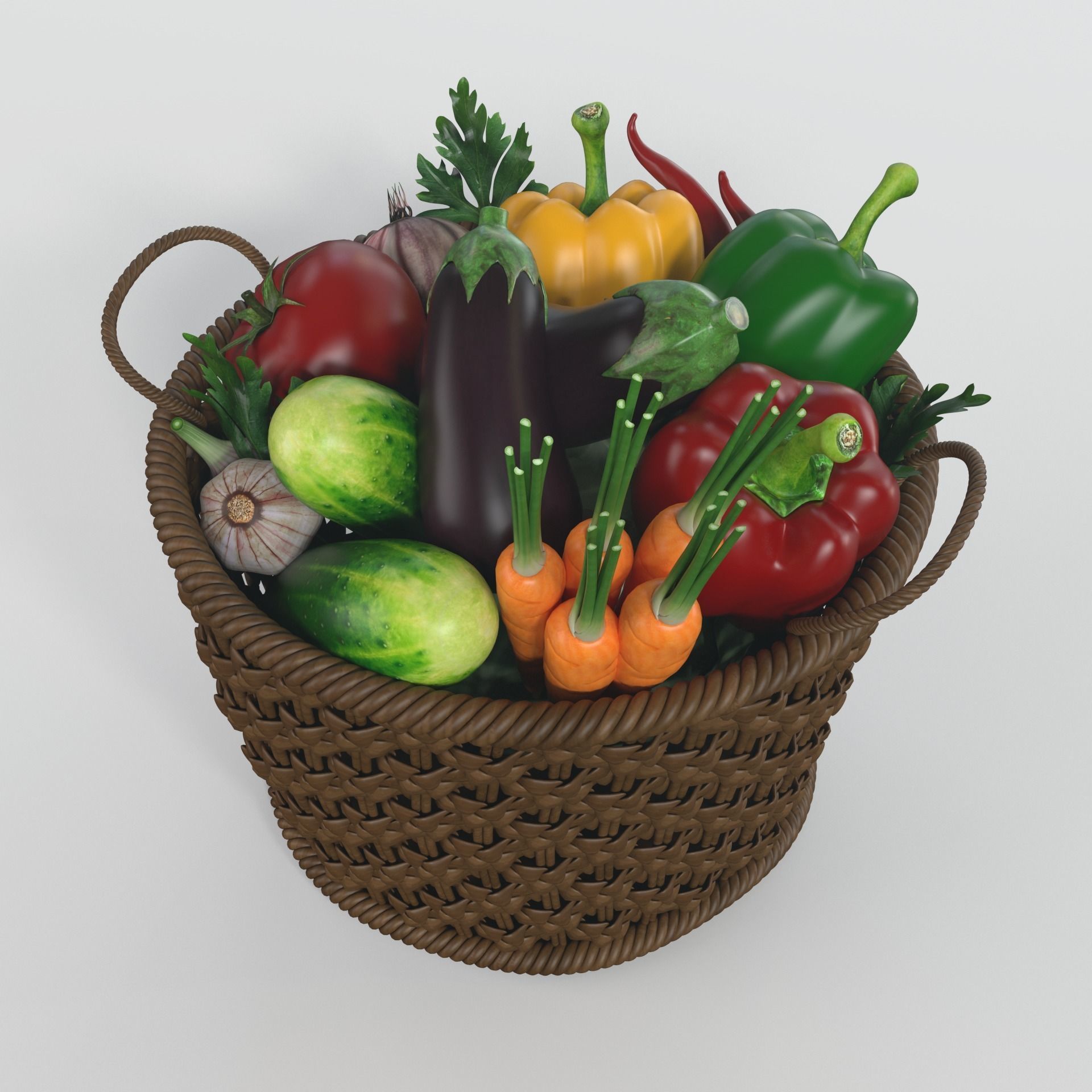 Vegetable vegetables in basket 3D model_2