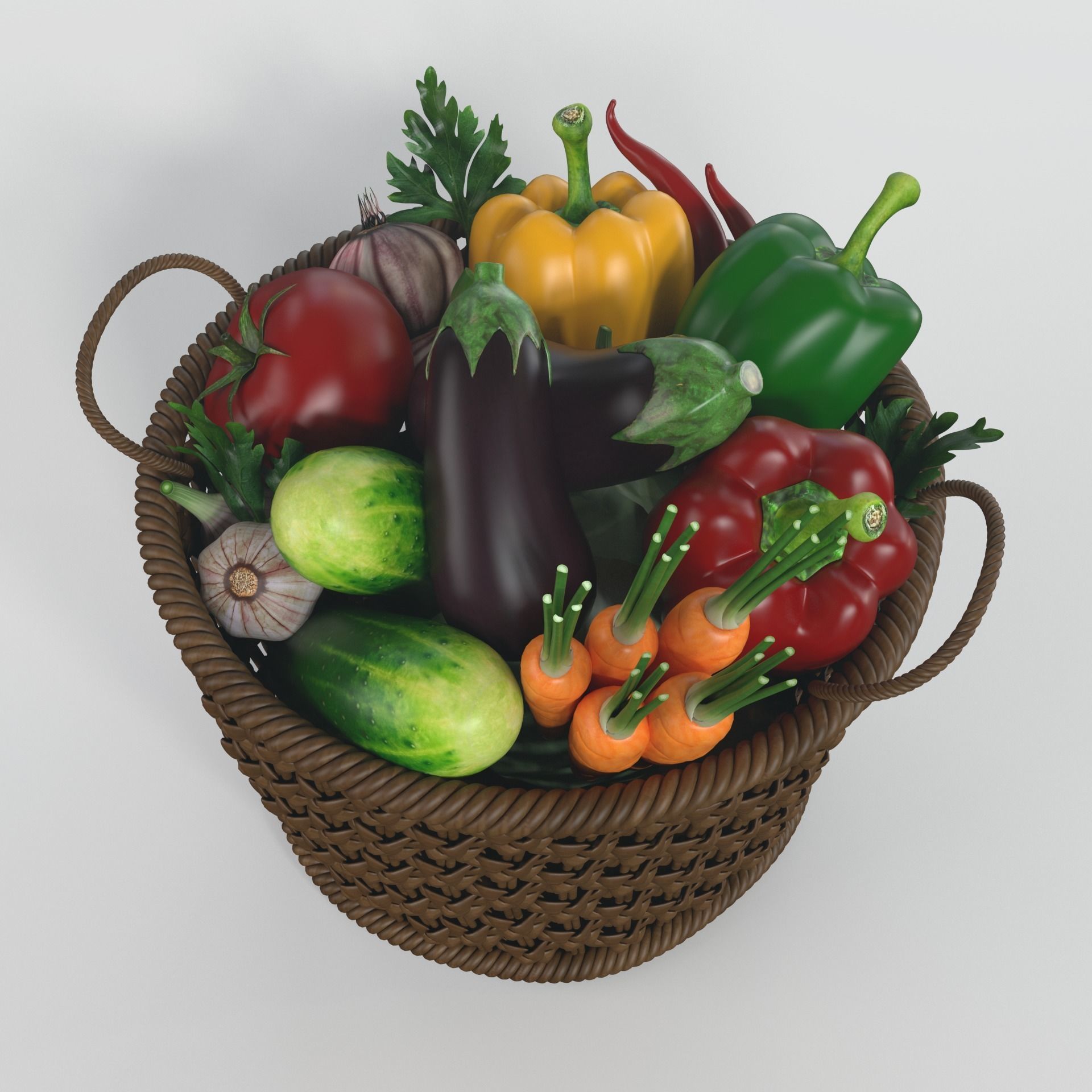 Vegetable vegetables in basket 3D model_4