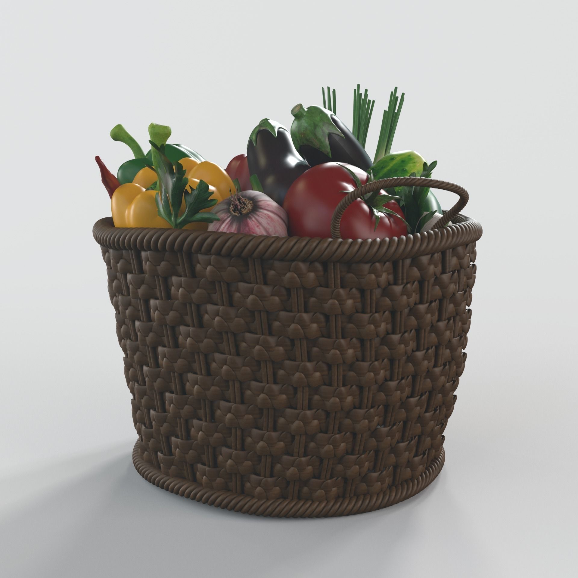 Vegetable vegetables in basket 3D model_1