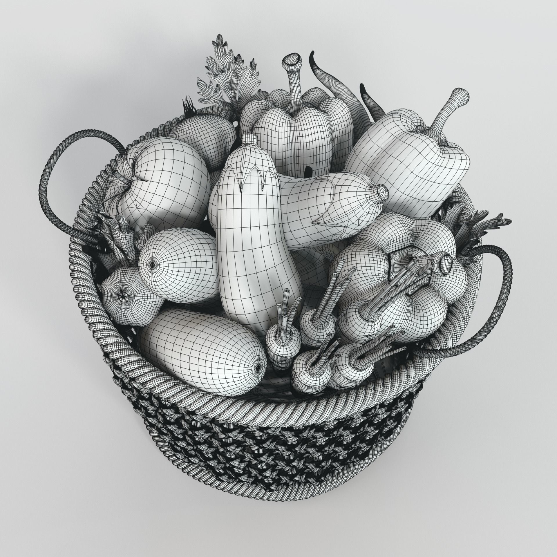 Vegetable vegetables in basket 3D model_6