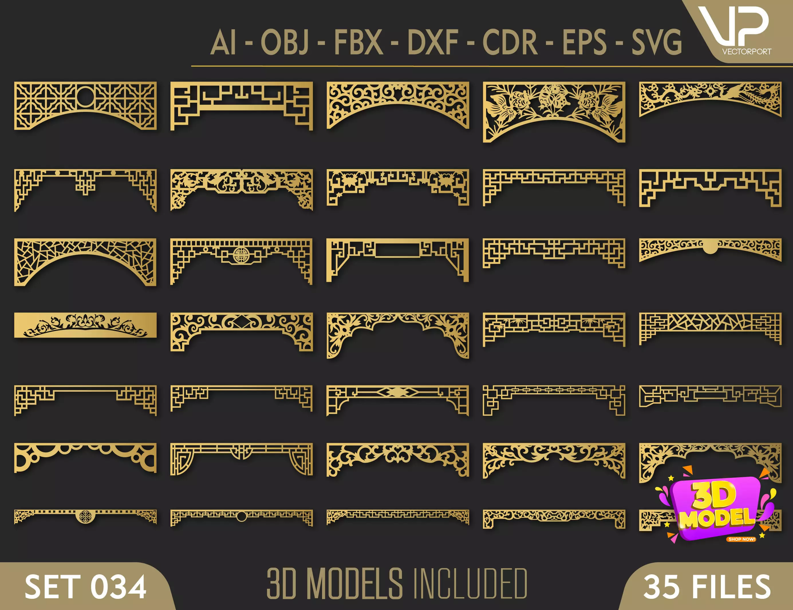 35 3D Decorative wall panels - screen SET 034 3D model_0