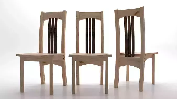 Chair set of three wooden chairs
