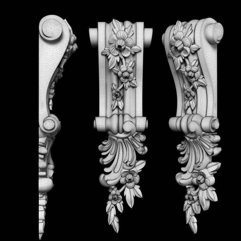 Baroque style bracket model 3D model_8