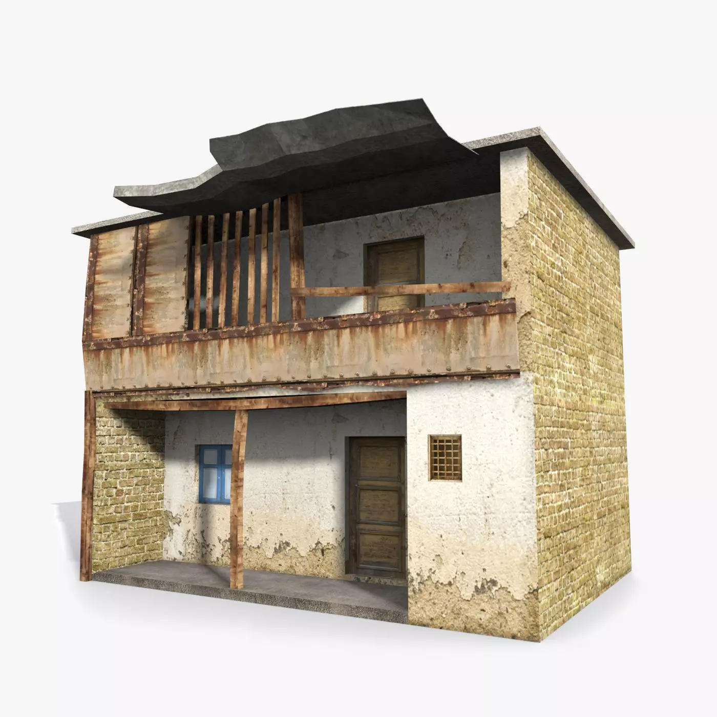 Slum b old rusty house Low-poly 3D model