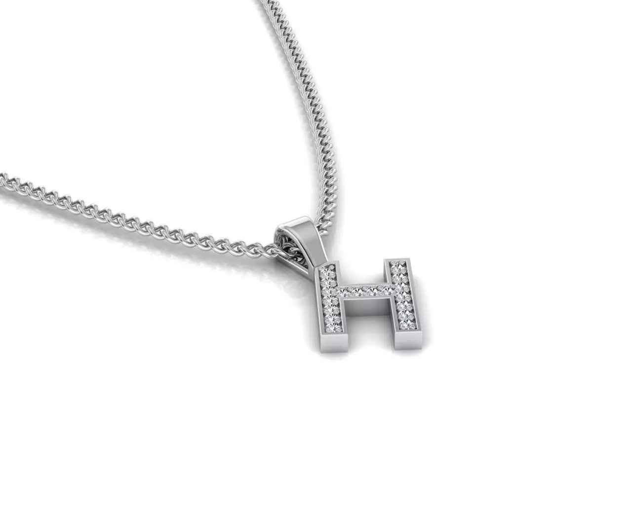 Pendant H with letter 3D print model_0