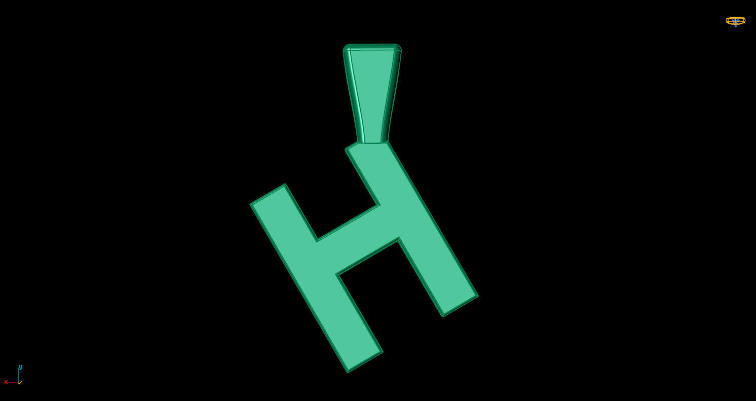 Pendant H with letter 3D print model_9