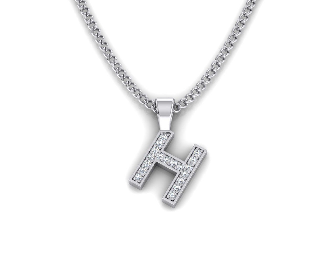 Pendant H with letter 3D print model_2