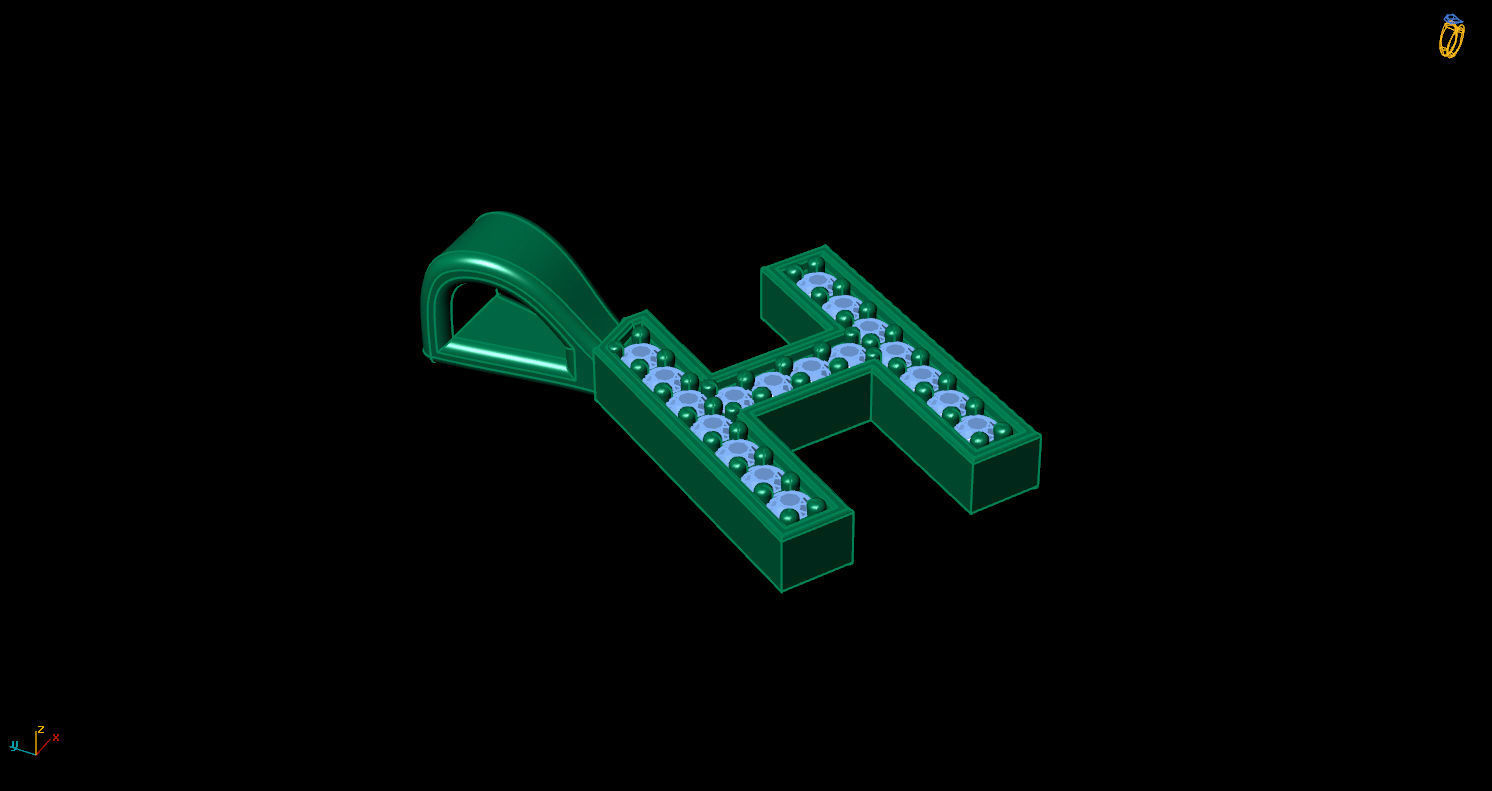 Pendant H with letter 3D print model_5