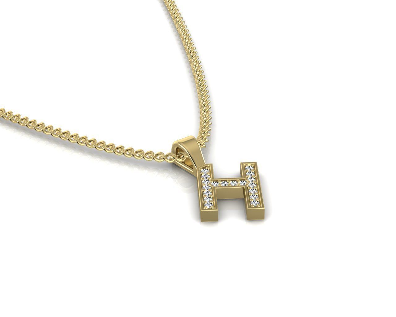 Pendant H with letter 3D print model_1