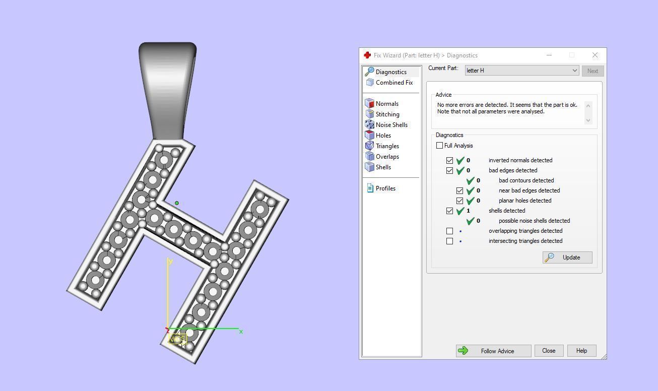Pendant H with letter 3D print model_13