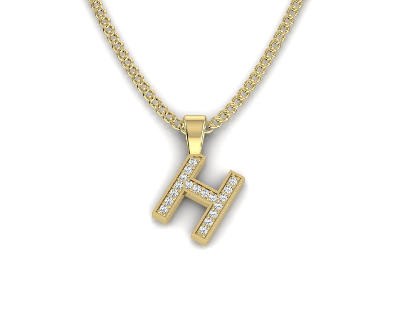 Pendant H with letter 3D print model_3
