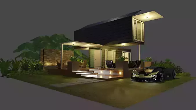 trailer house with landscape