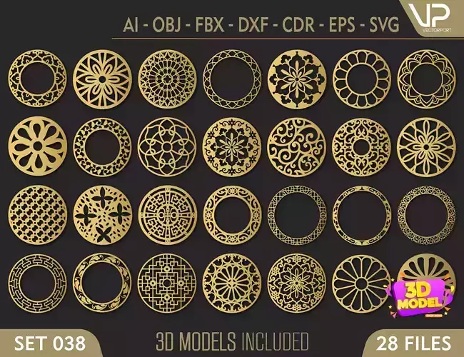 28 3D Decorative wall panels - screen SET 038 3D model