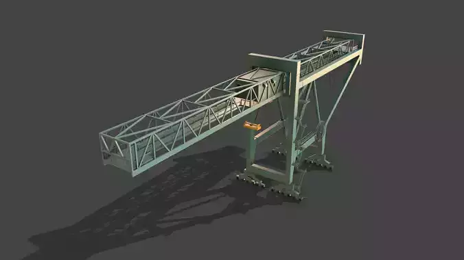PBR Port Container Crane - Green Light Low-poly 3D model