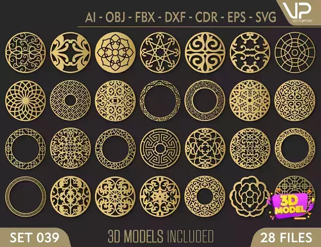 28 3D Decorative wall panels - screen SET 039 3D model