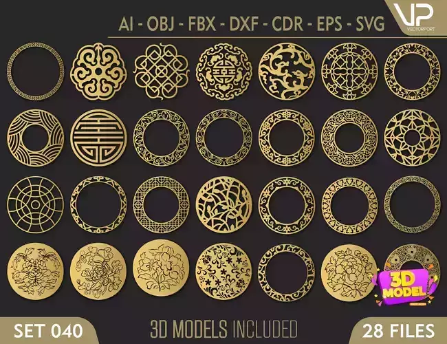 28 3D Decorative wall panels - screen SET 040 3D model