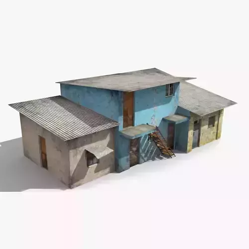 Slum d old house with roof Low-poly 3D model