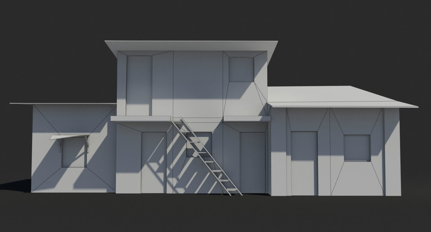 Slum d old house with roof Low-poly 3D model_4