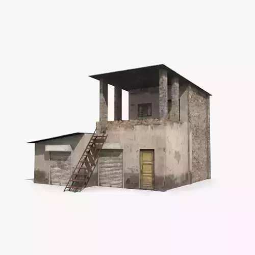slum f old building with ladder Low-poly 3D model