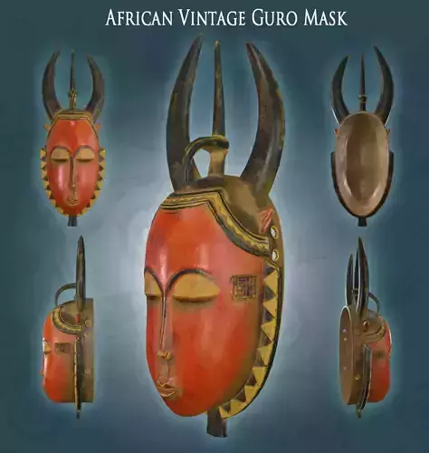 African Guro Vintage Face Mask Low-poly 3D model
