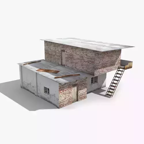 slum h brick house with ladder Low-poly 3D model