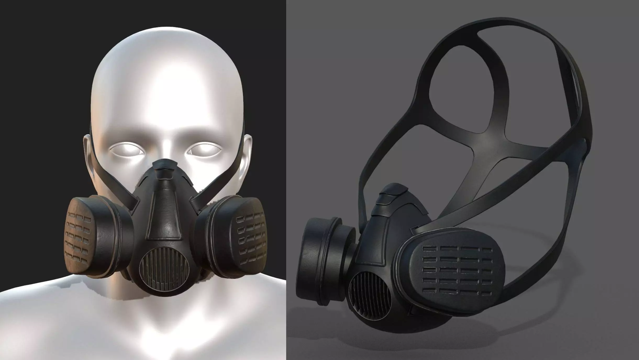 Gas mask helmet 3d model military combat fantasy Low-poly 3D model_0