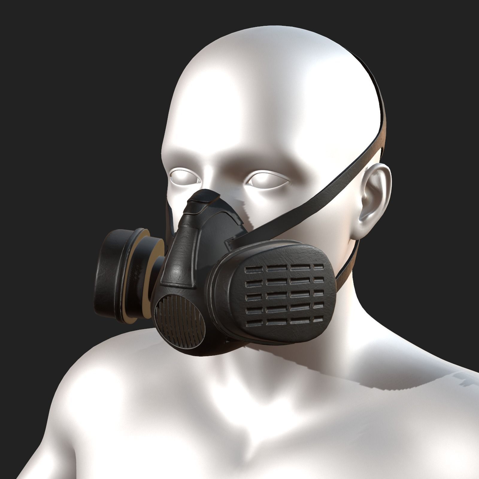 Gas mask helmet 3d model military combat fantasy Low-poly 3D model_1