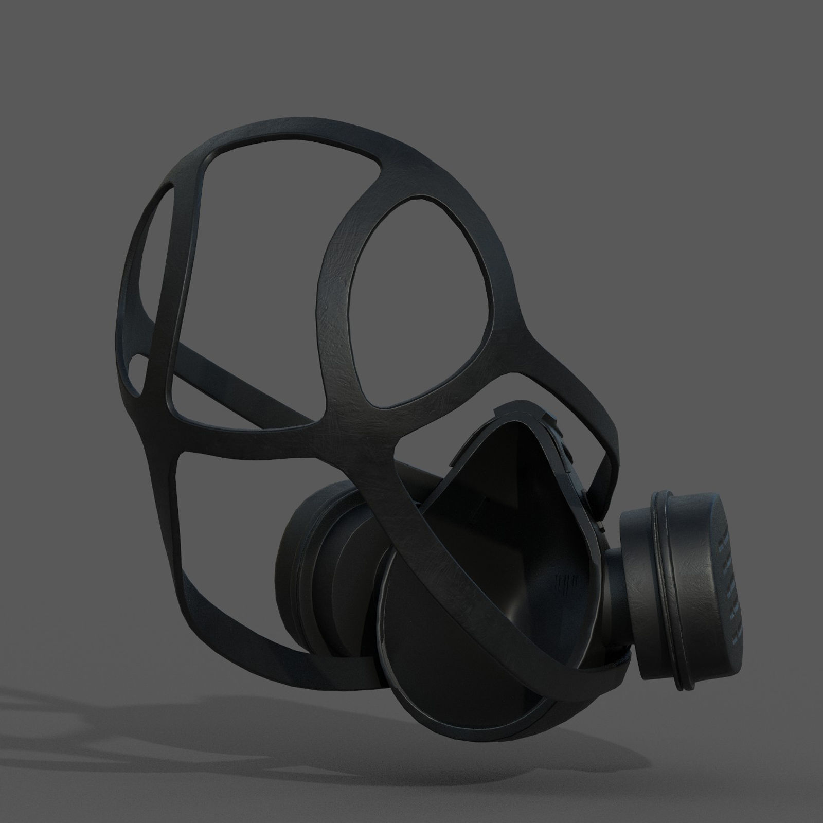 Gas mask helmet 3d model military combat fantasy Low-poly 3D model_6