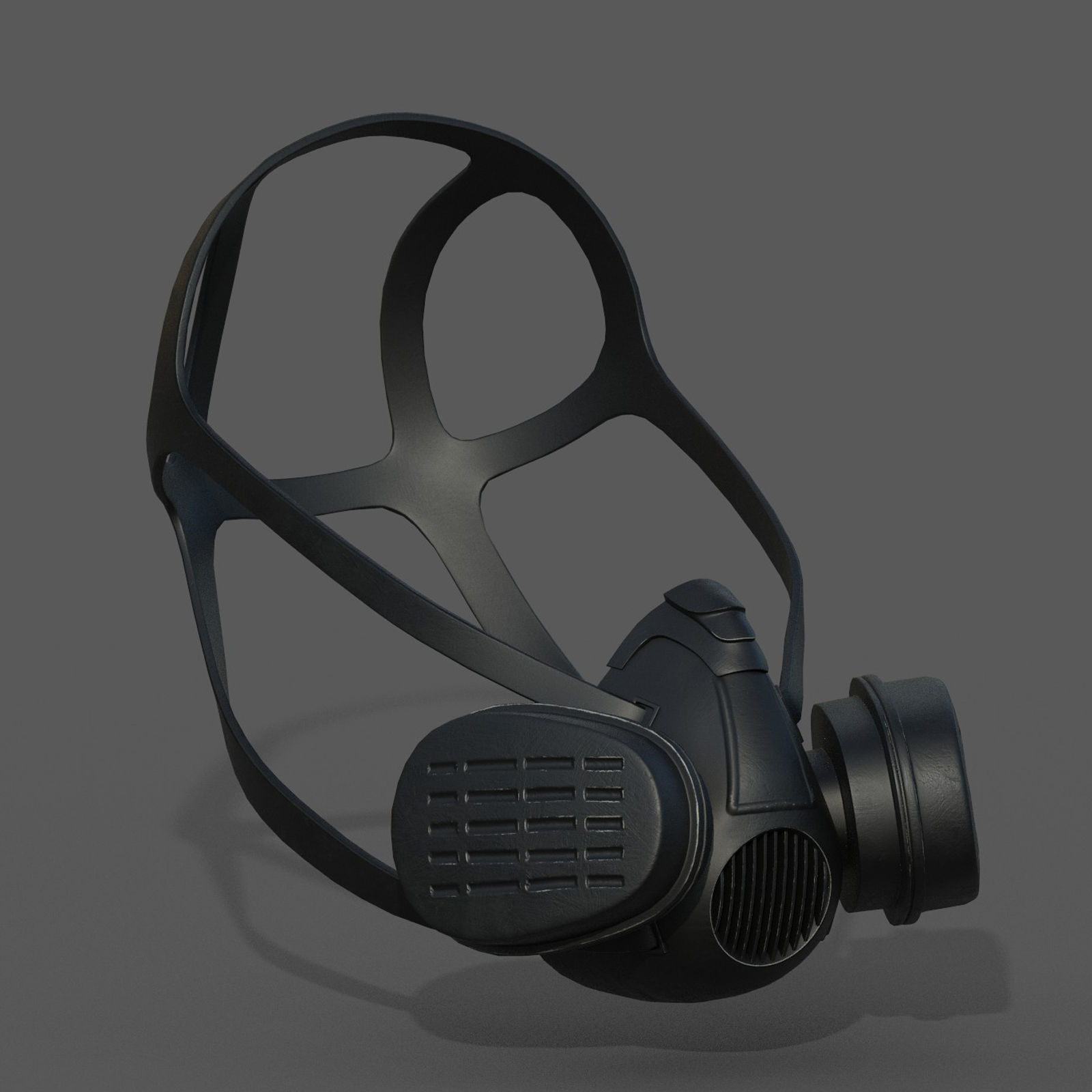 Gas mask helmet 3d model military combat fantasy Low-poly 3D model_3