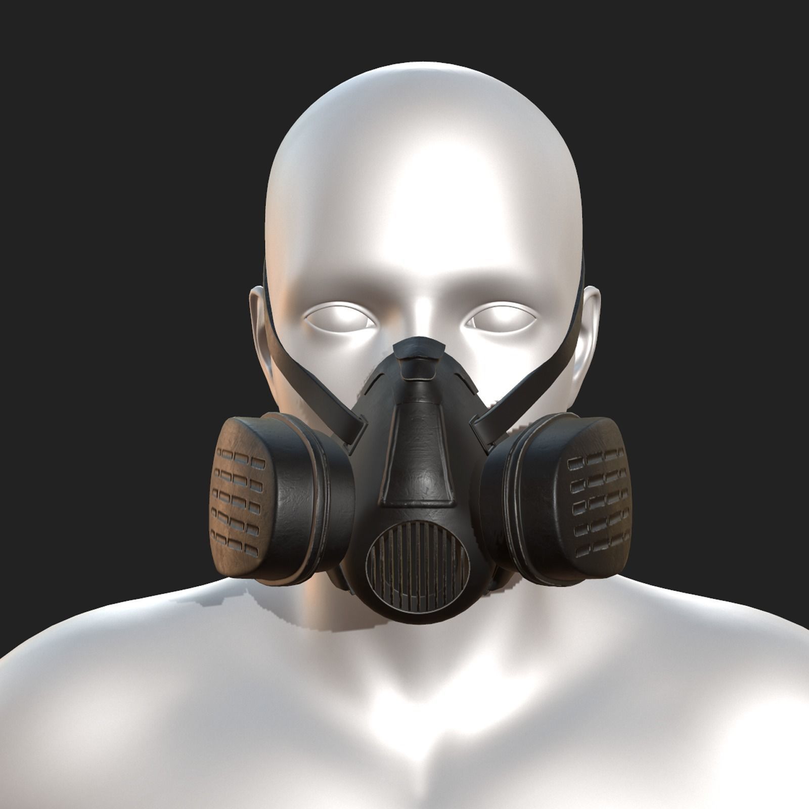 Gas mask helmet 3d model military combat fantasy Low-poly 3D model_9