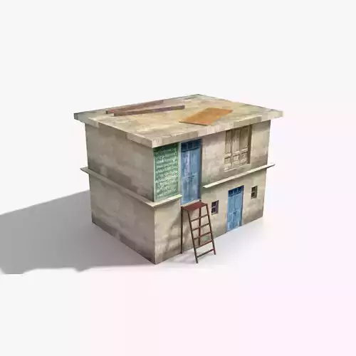 Slum k house with ladder on top Low-poly 3D model