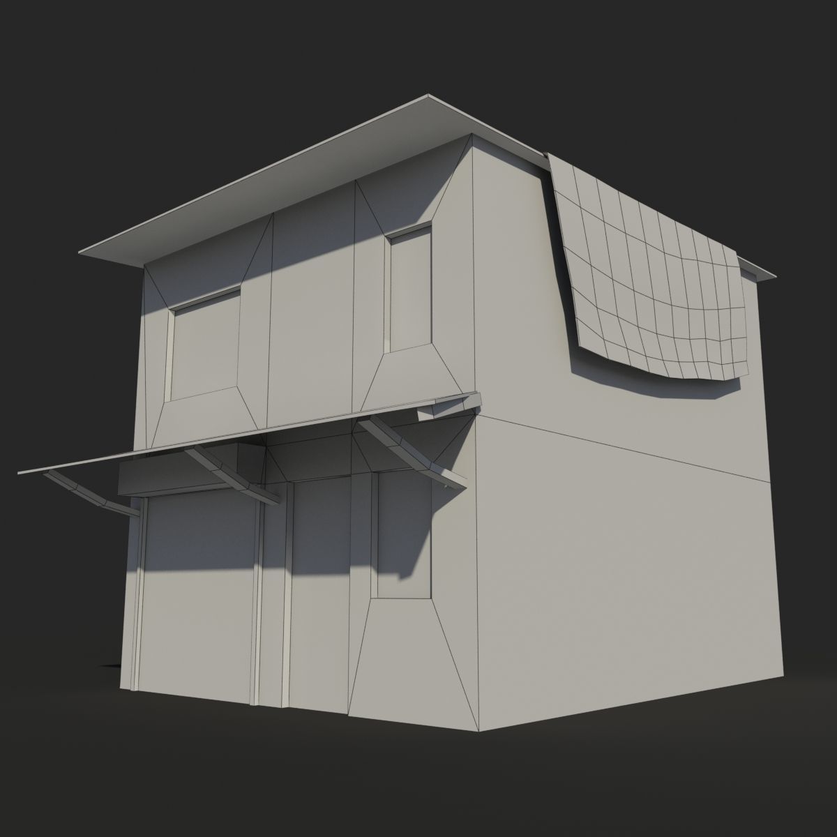 Slum l brick house with metal roof Low-poly 3D model_6