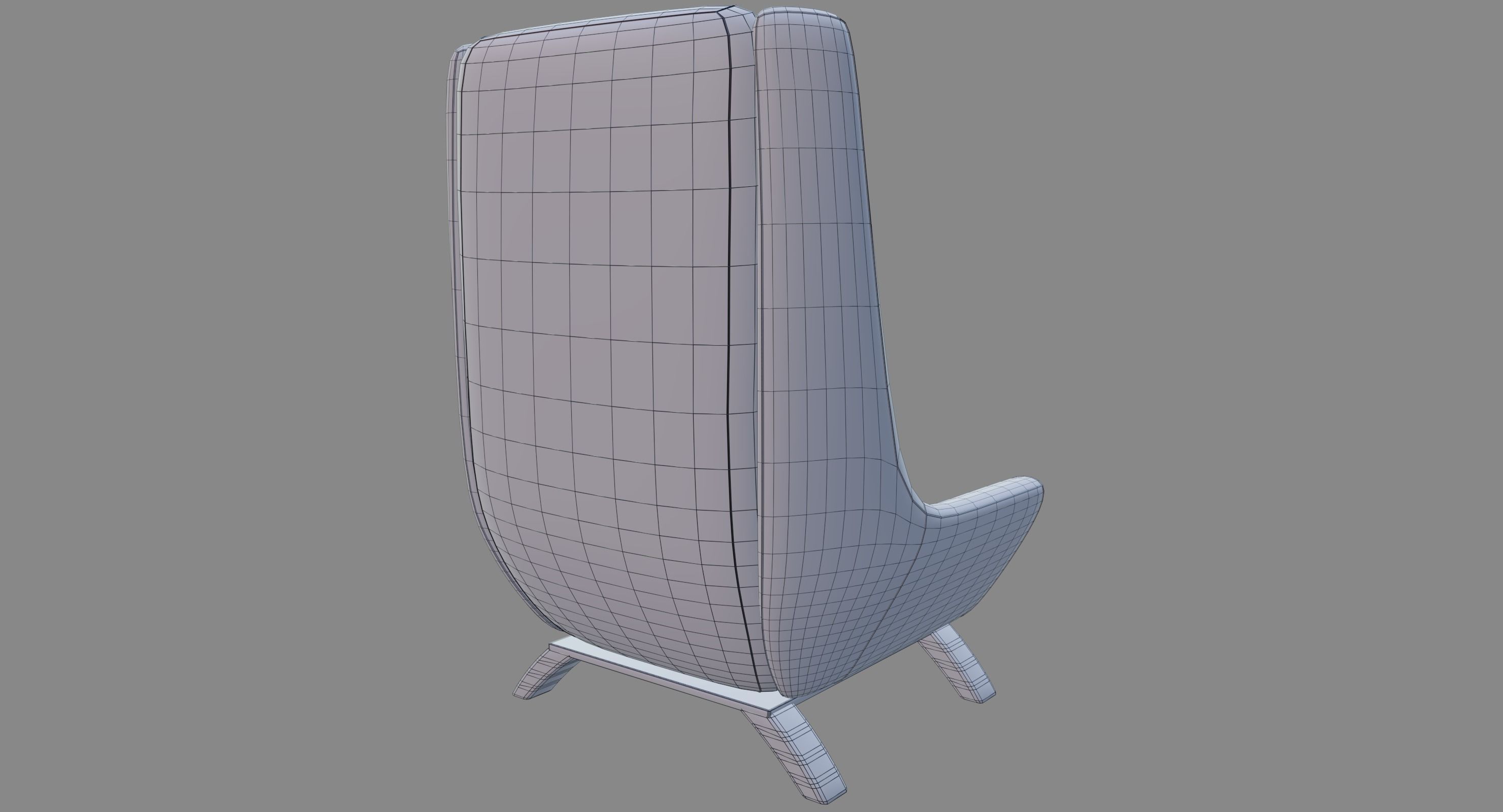 Armchair lounge chair with wooden legs 3D model_9