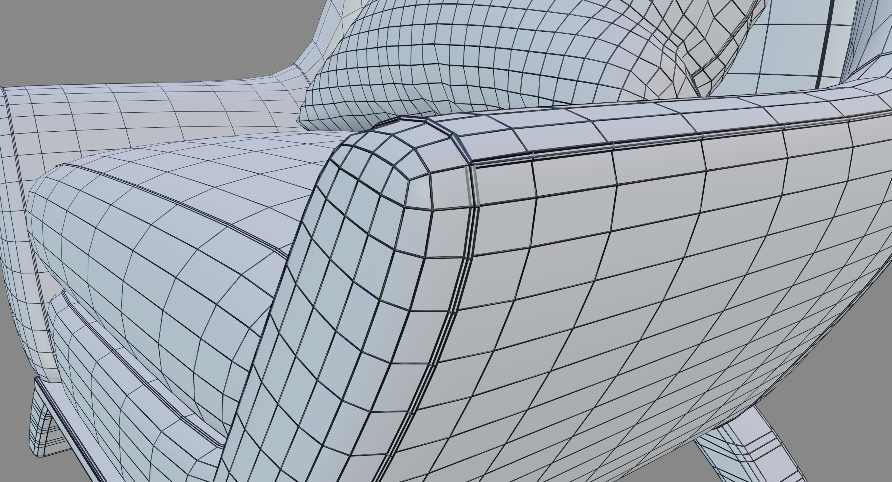 Armchair lounge chair with wooden legs 3D model_8