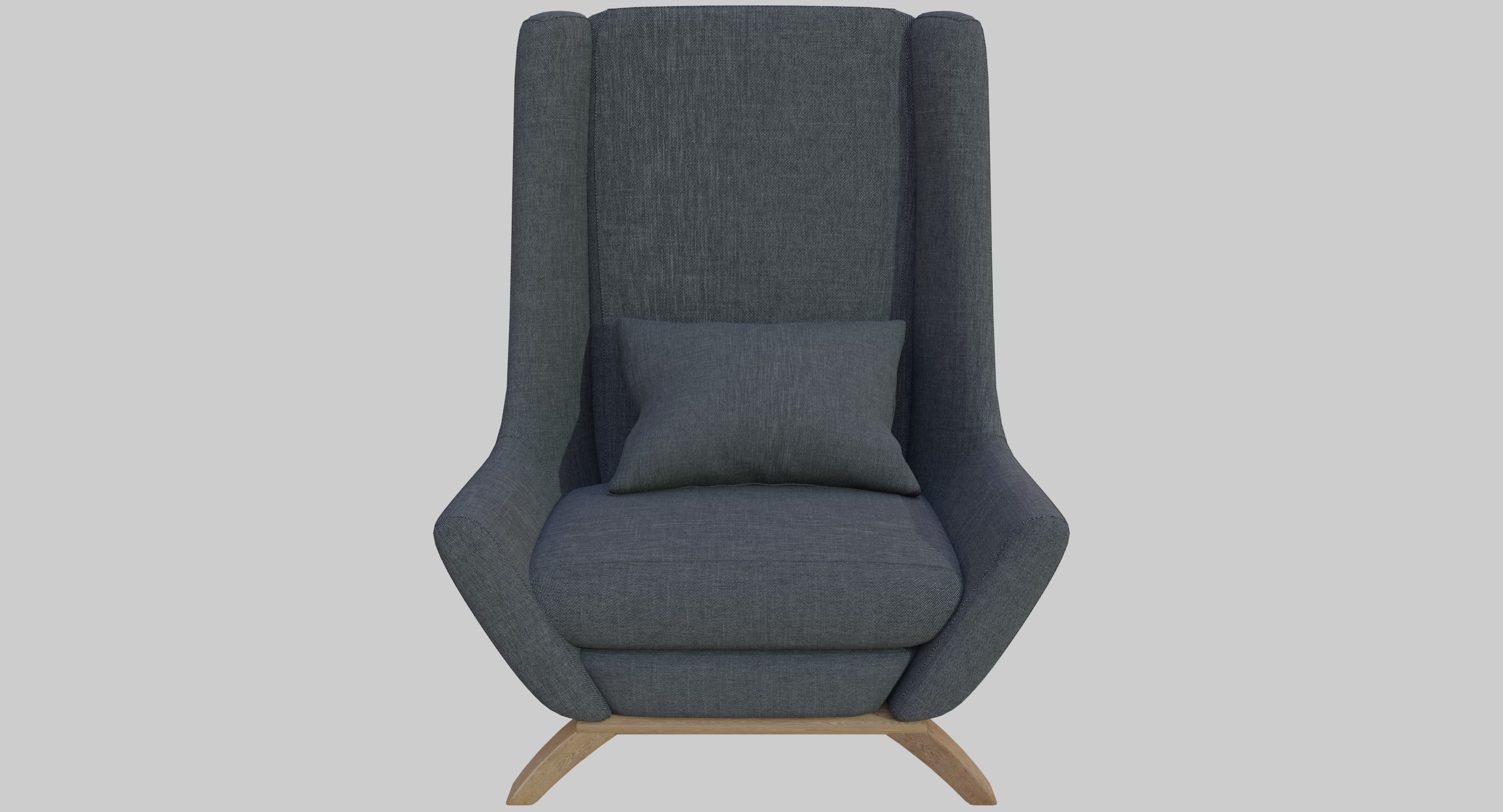 Armchair lounge chair with wooden legs 3D model_6