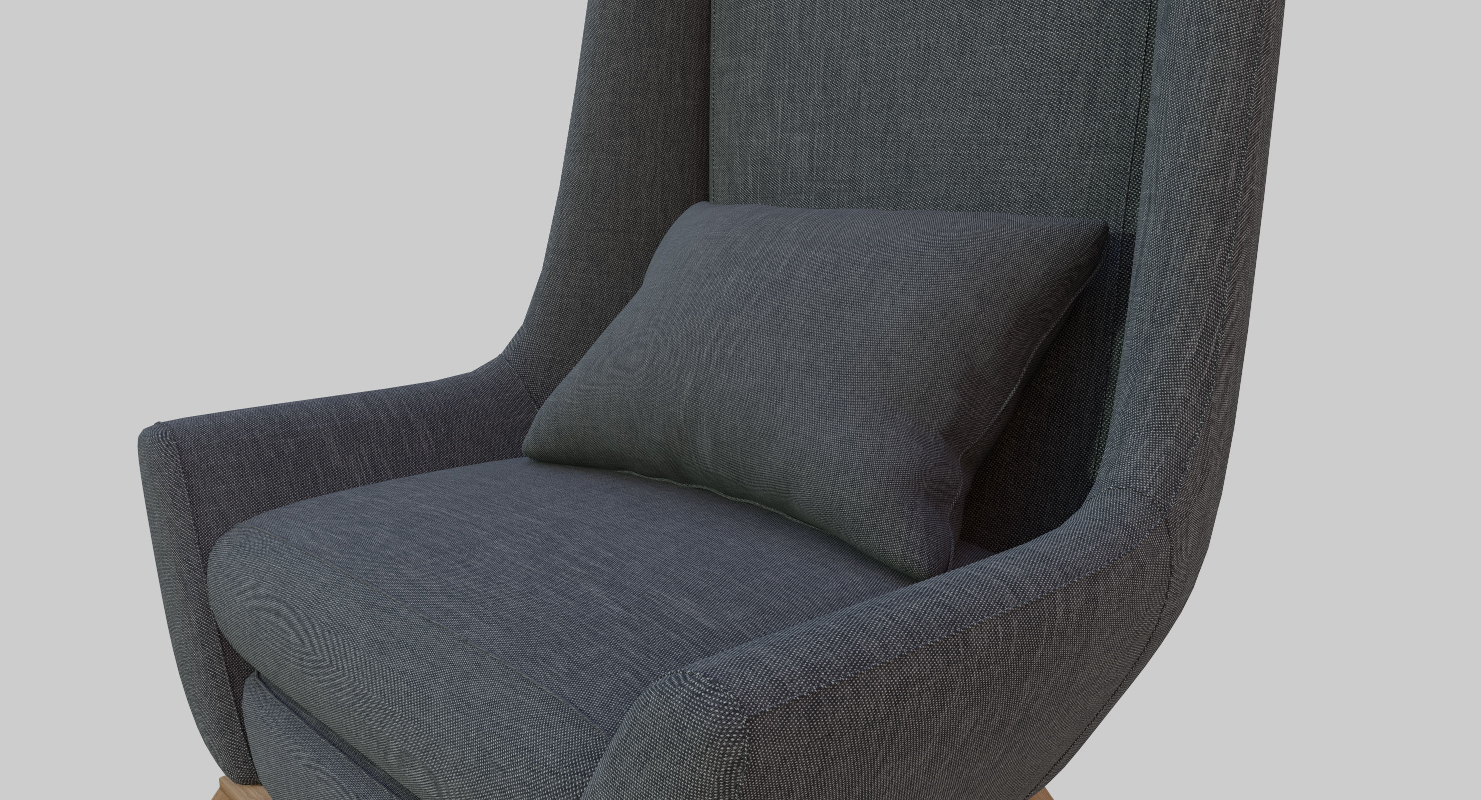 Armchair lounge chair with wooden legs 3D model_2