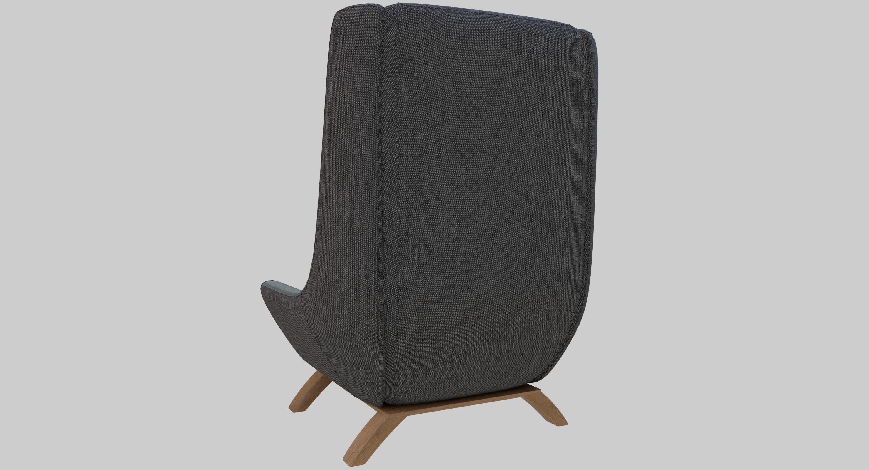 Armchair lounge chair with wooden legs 3D model_3