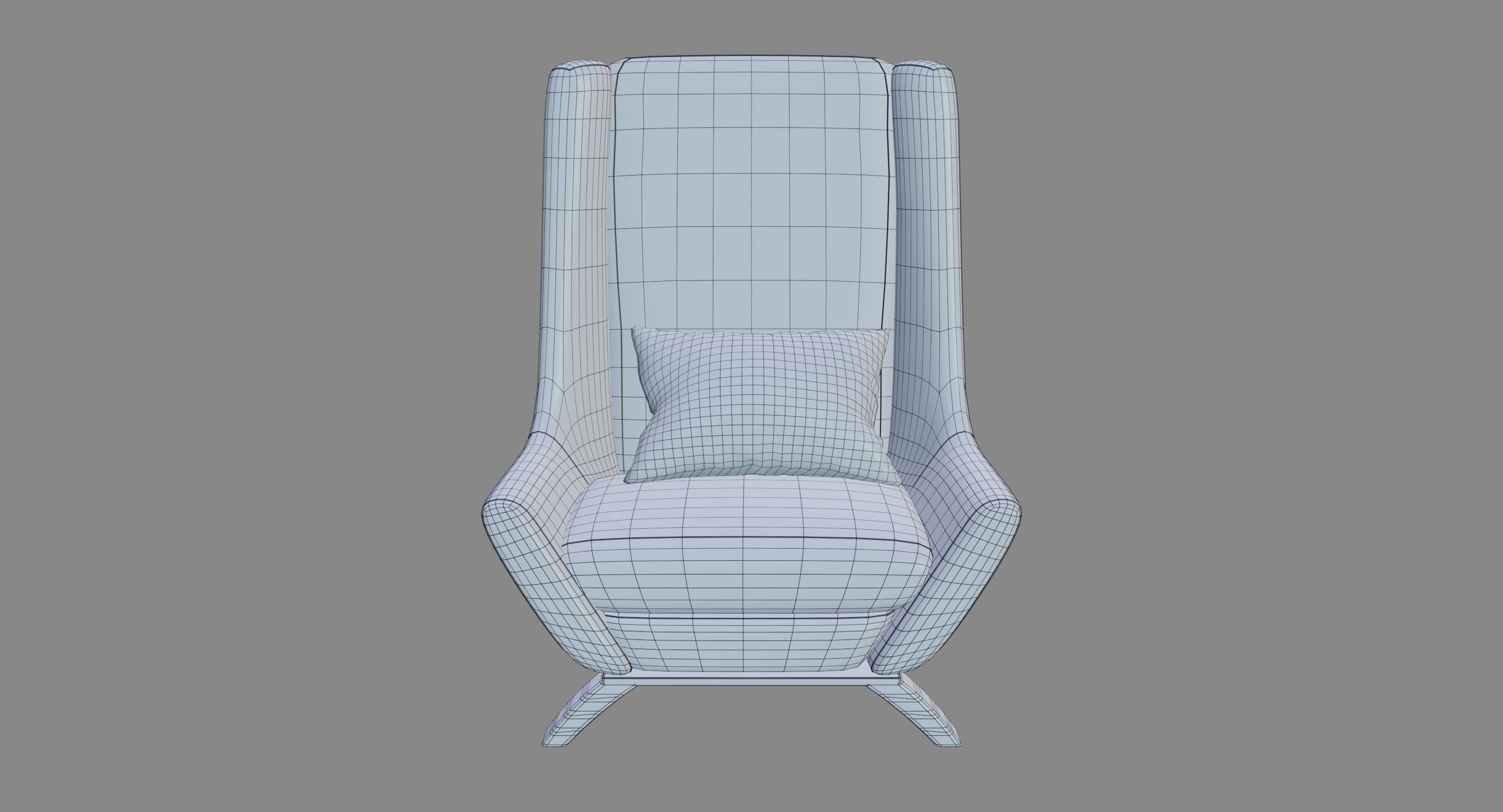 Armchair lounge chair with wooden legs 3D model_7