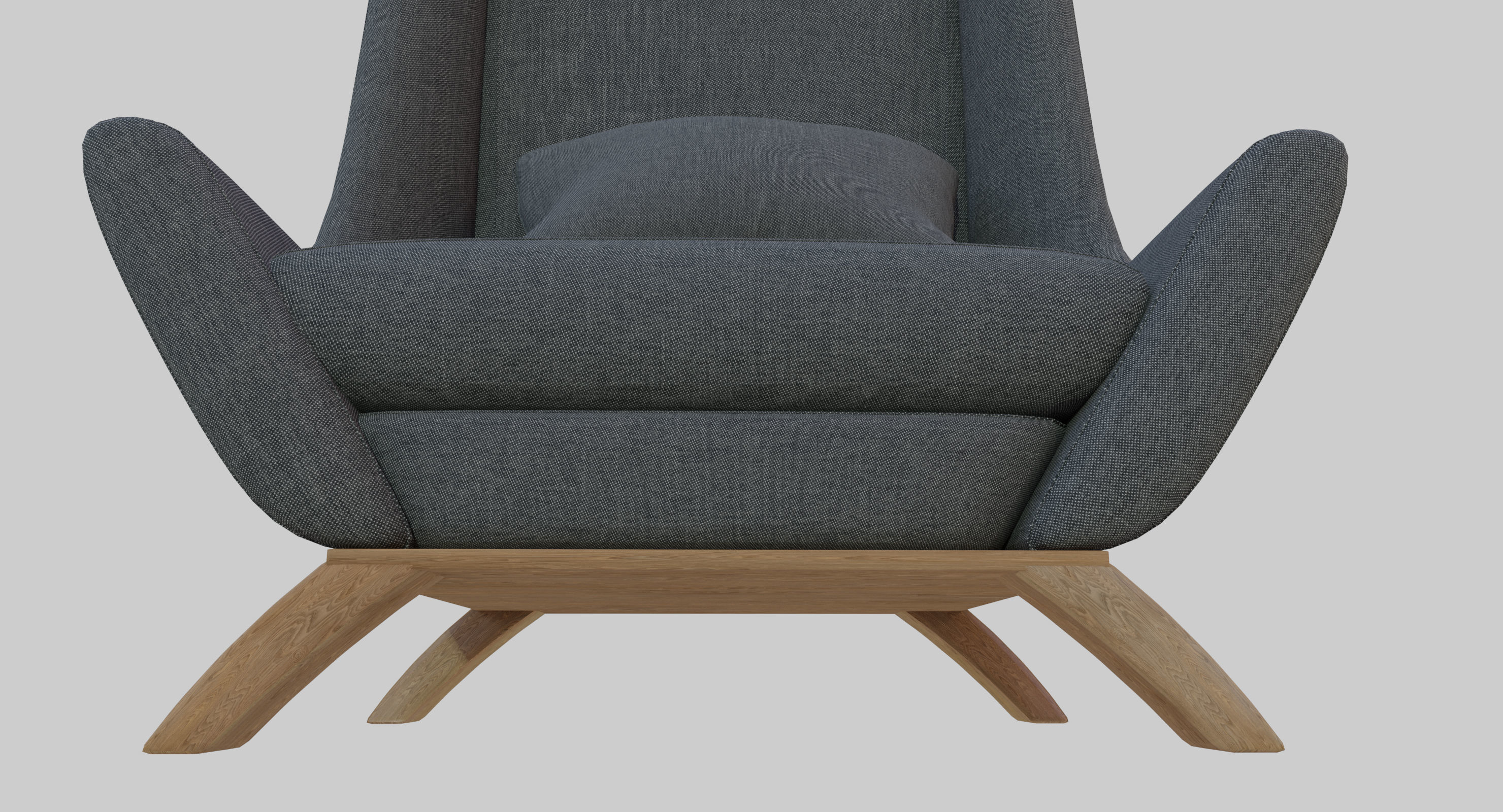 Armchair lounge chair with wooden legs 3D model_4