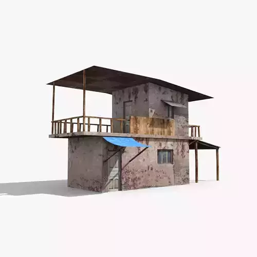 Slum n old house with roof Low-poly 3D model