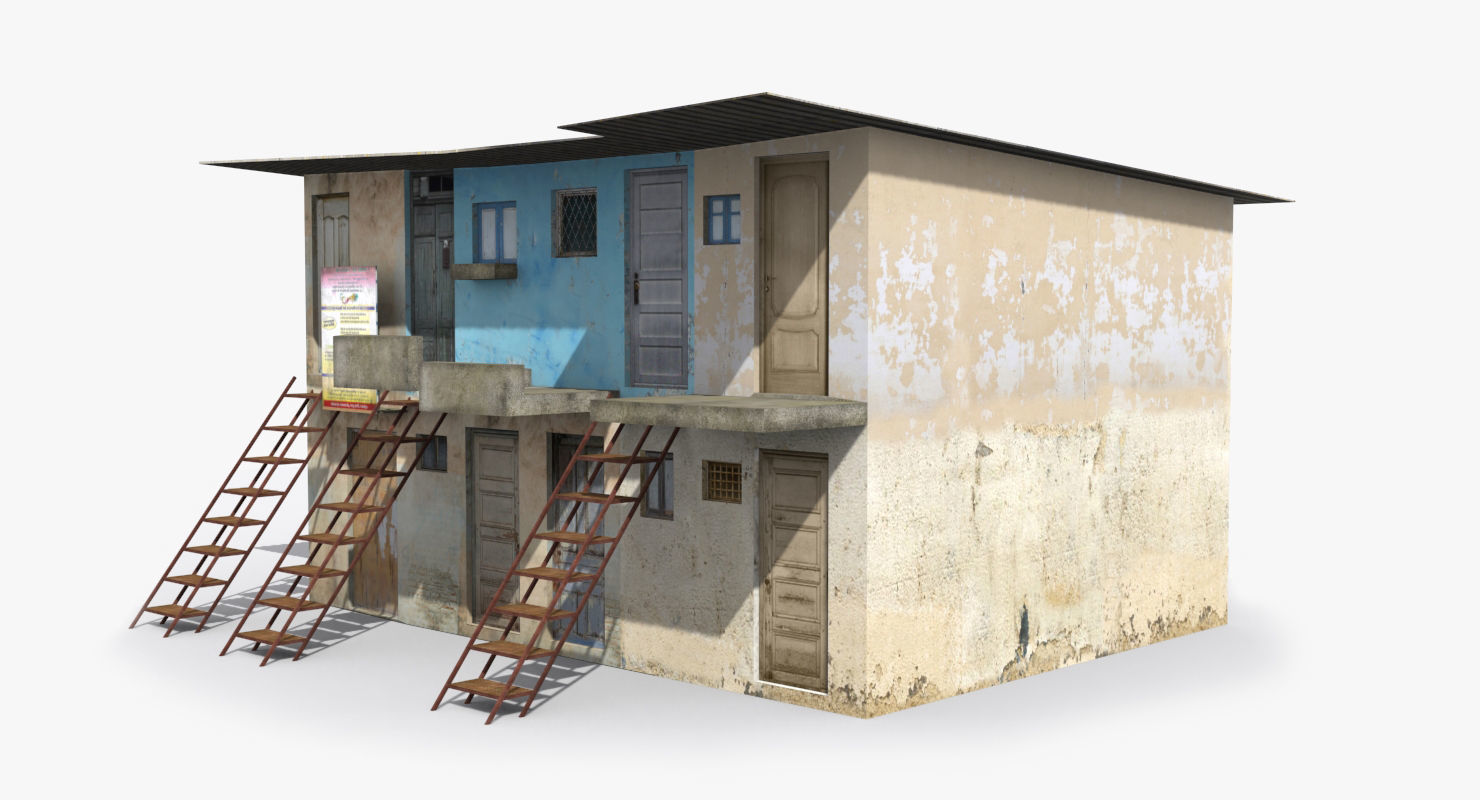 Slum q house Low-poly 3D model_3