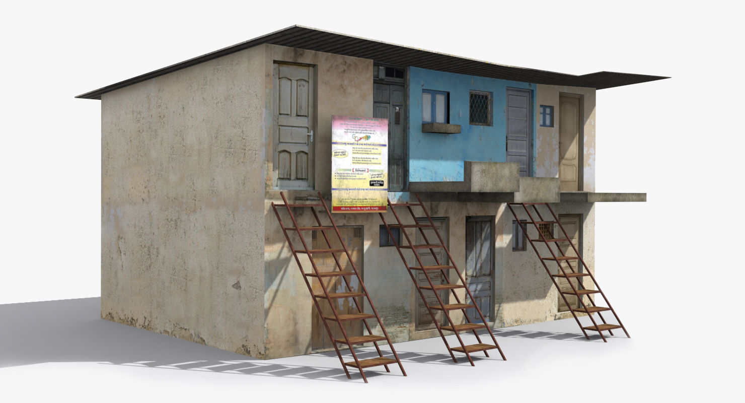 Slum q house Low-poly 3D model_1