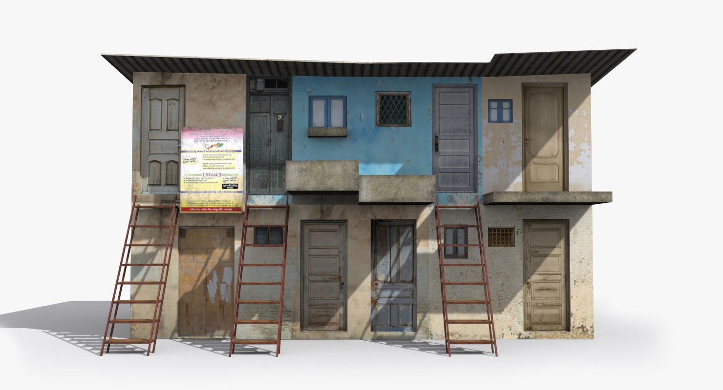 Slum q house Low-poly 3D model_2
