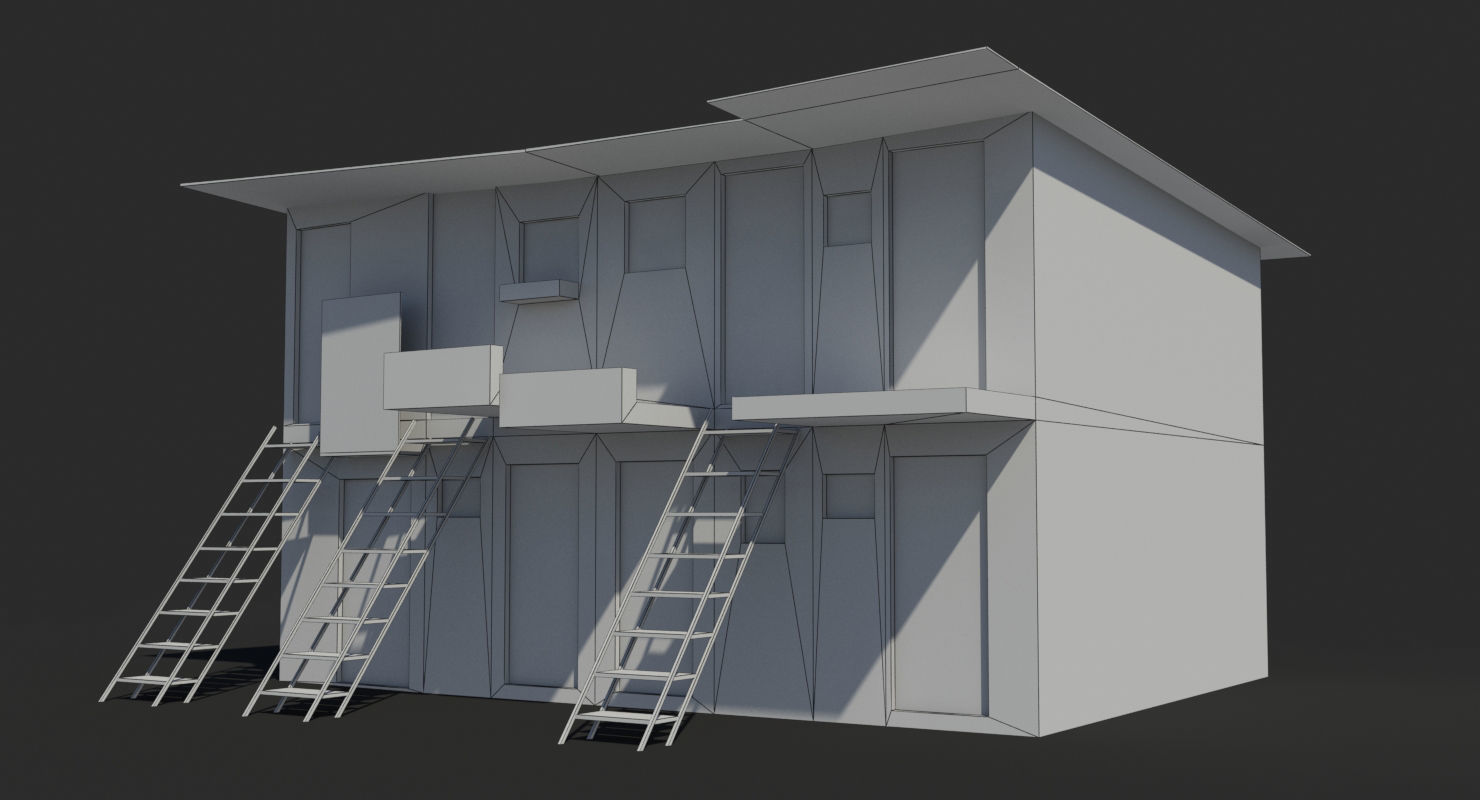 Slum q house Low-poly 3D model_4
