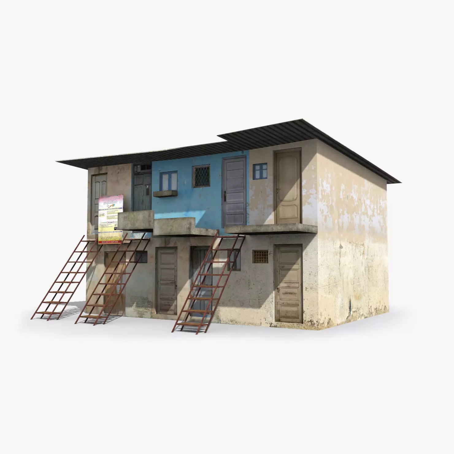 Slum q house Low-poly 3D model_0