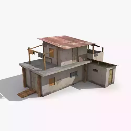 Slum r house with roof Low-poly 3D model